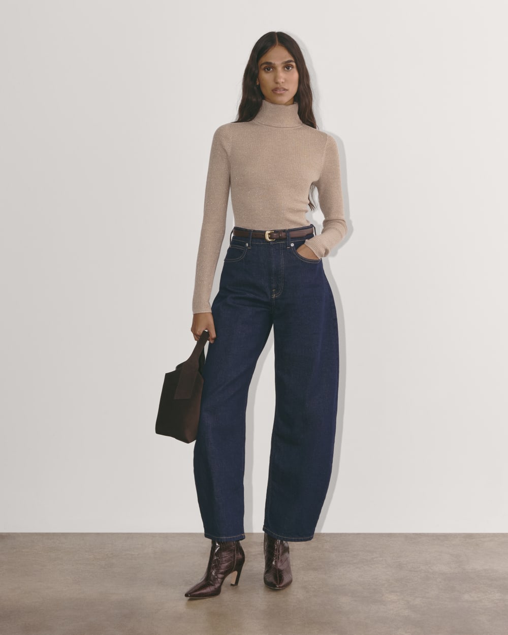 The Turtleneck in Lurex Merino | Rose Gold - Image 3