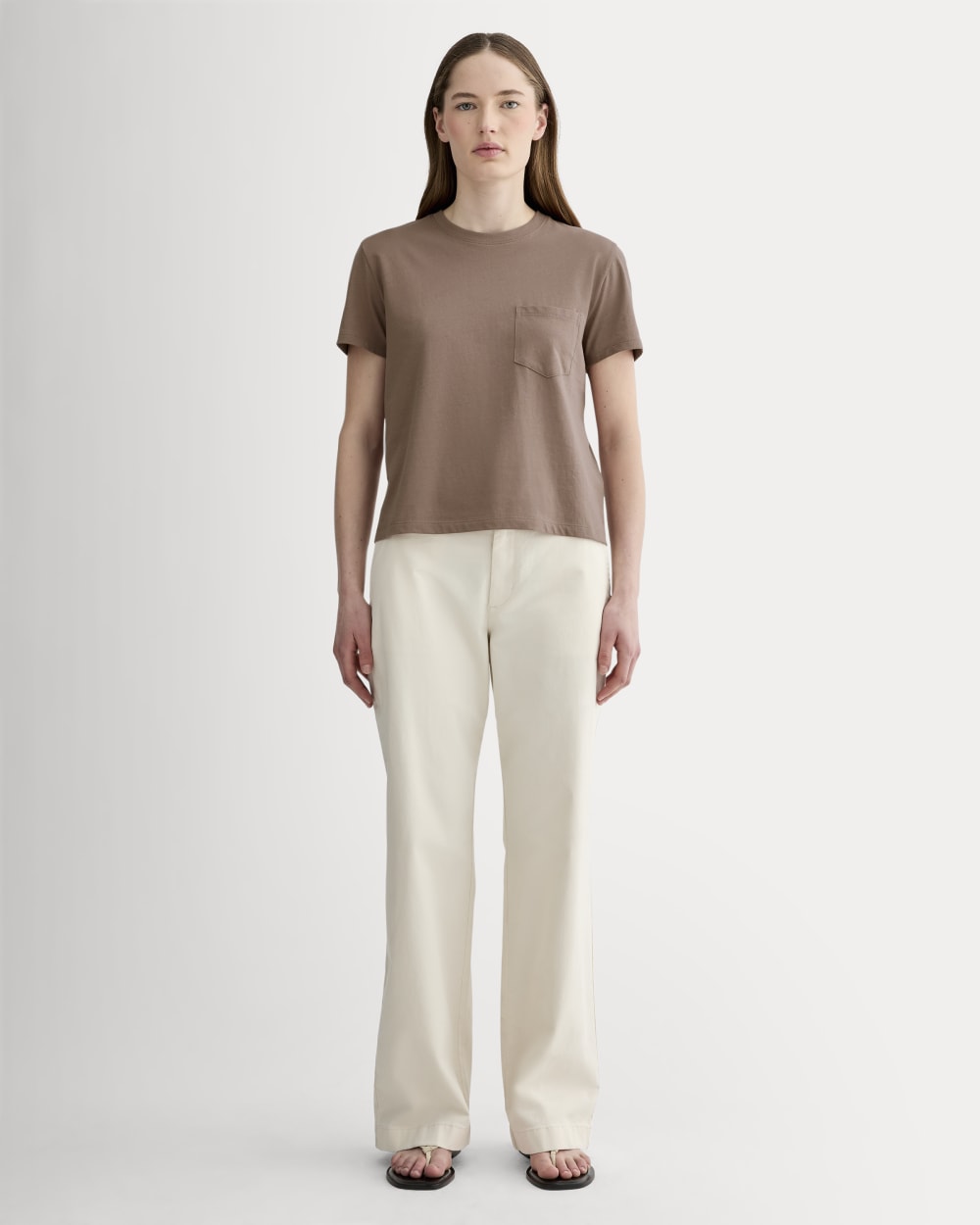 The Box-Cut Tee in Essential Cotton | Mocha | Pocket - Image 3