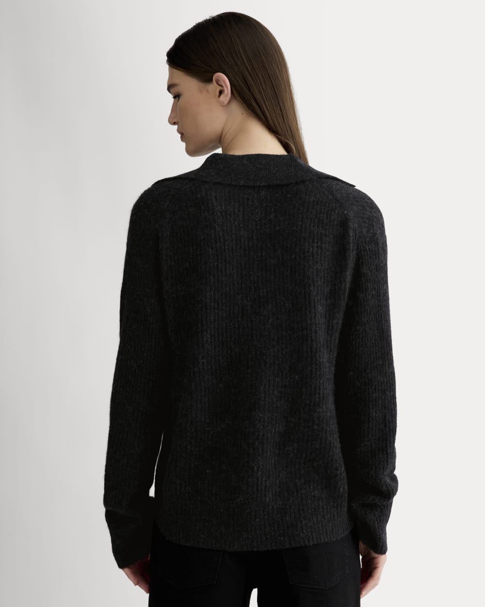 The Oversized Polo in Alpaca | Heathered Black - Image 5