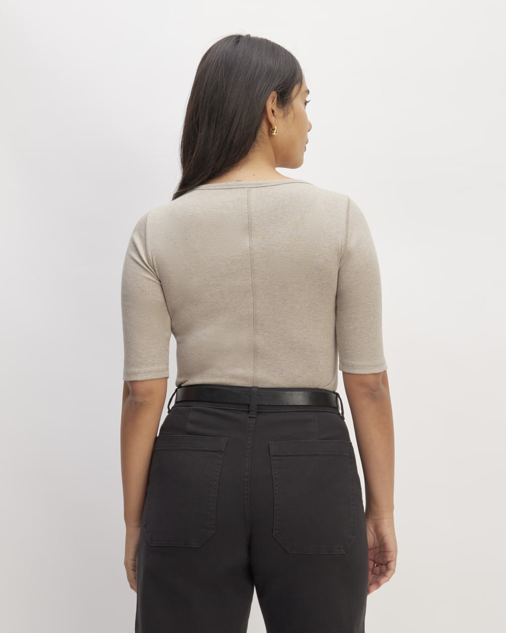 The Luxe Rib Scoop-Neck Tee | Heathered Tan - Image 4