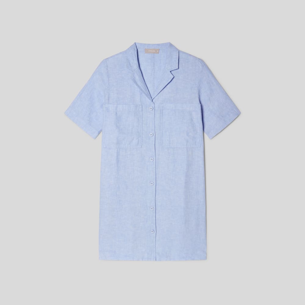 The Linen Workwear Dress | Light Blue - Image 2