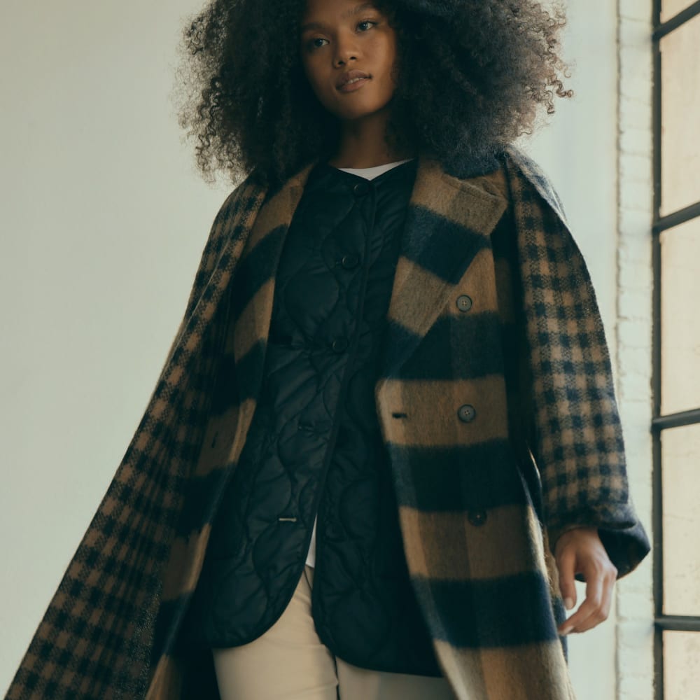 The Brushed Italian ReWool? Peacoat | Camel Buffalo Check - Image 4