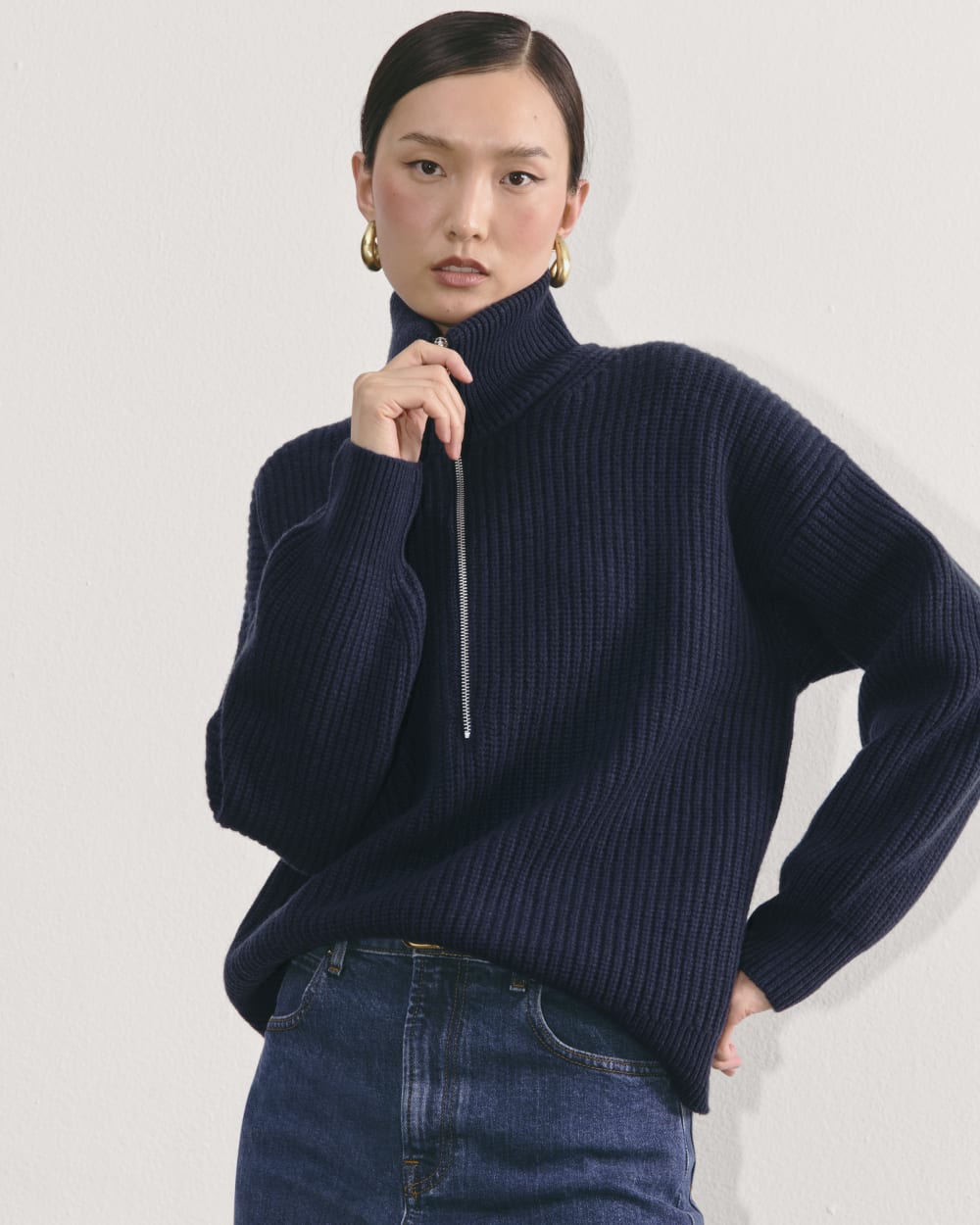 The Half-Zip Sweater in Luxe Merino | Navy