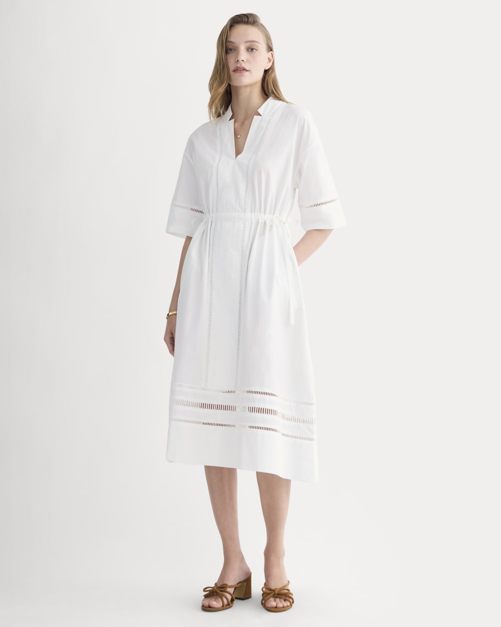The Lace Trim Caftan Dress | White