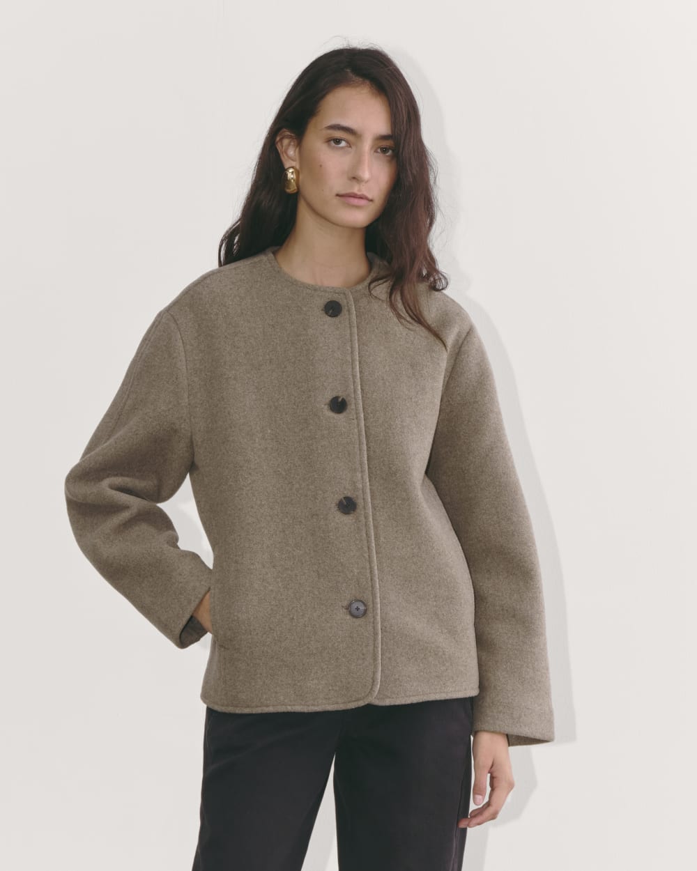 The Cocoon Coat in Wool | Heather Taupe - Image 3