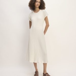 The Rib-Knit Cap-Sleeve Midi Dress | Bone