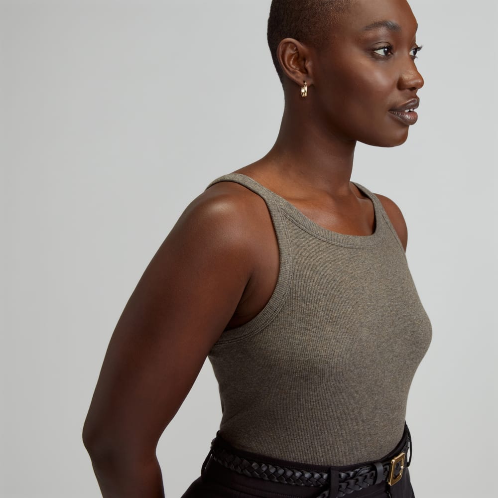 The Supima? Micro-Rib Cropped Tank | Heathered Fatigue - Image 4