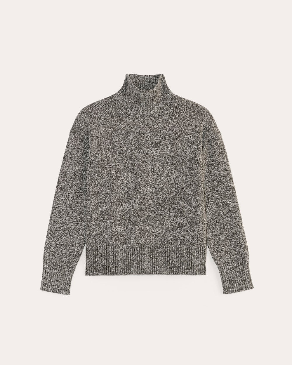 The Boxy Turtleneck in Everyday Cotton | Canvas / Black Twist - Image 2