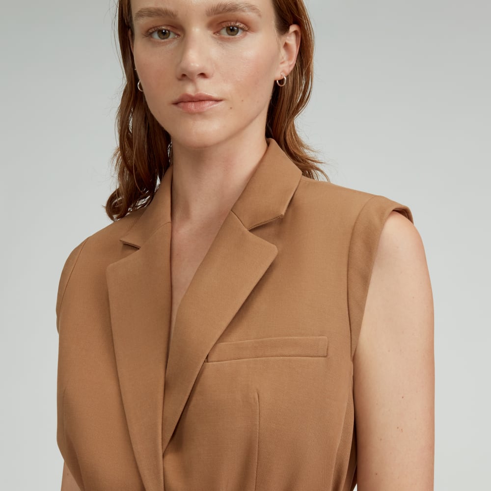 The Sleeveless Blazer in Buttersmooth | Toasted Coconut - Image 4