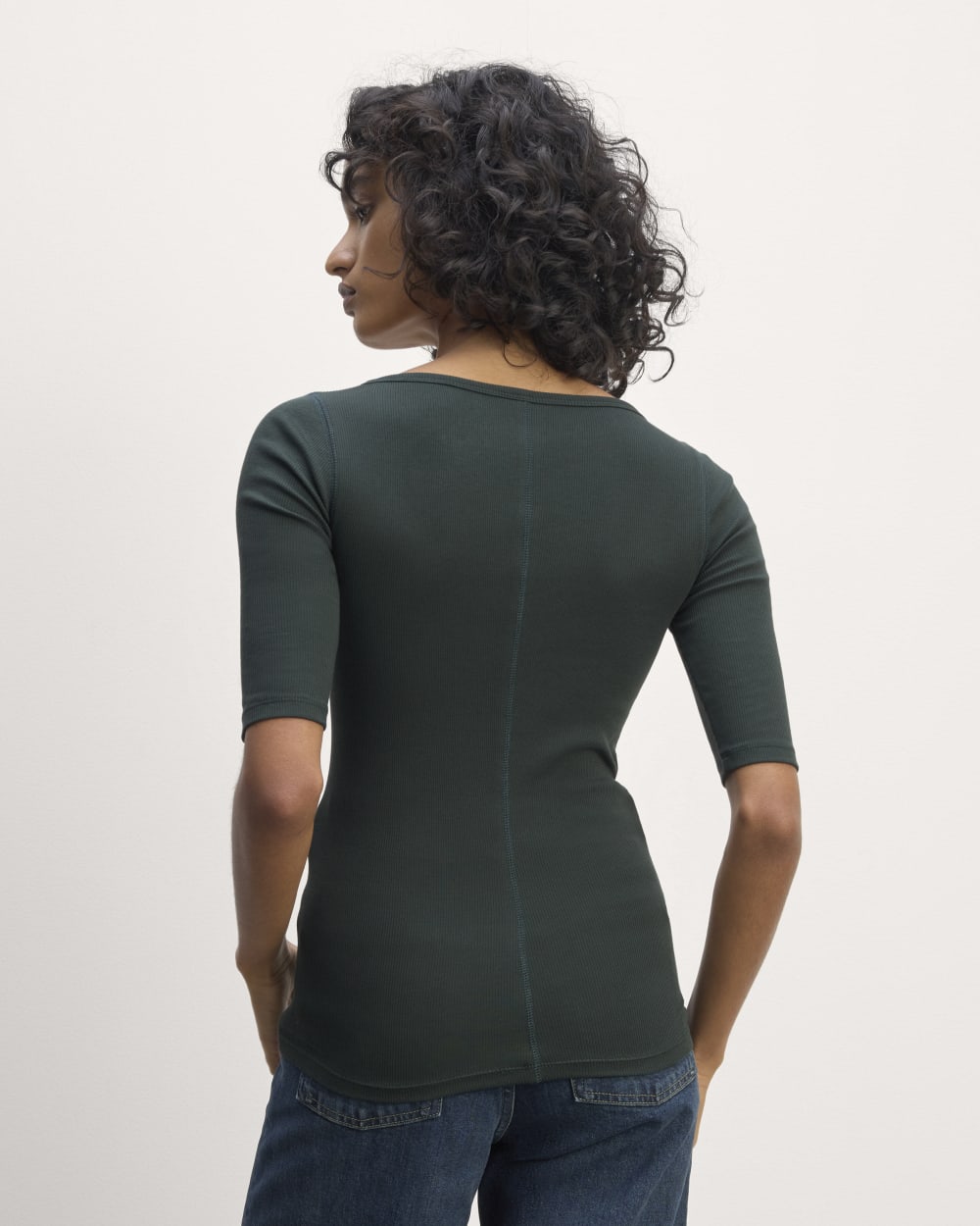 The Luxe Rib Scoop-Neck Tee | Scarab - Image 4