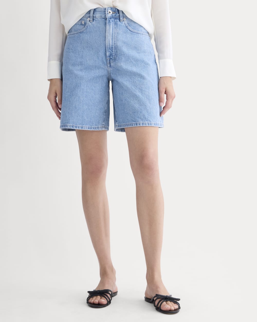 The Long A-Line Denim Short | Light Indigo - Image 3