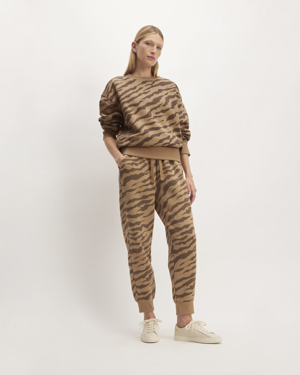 The ReTrack Oversized Crew | Cocoa Tiger Stripe - Image 3