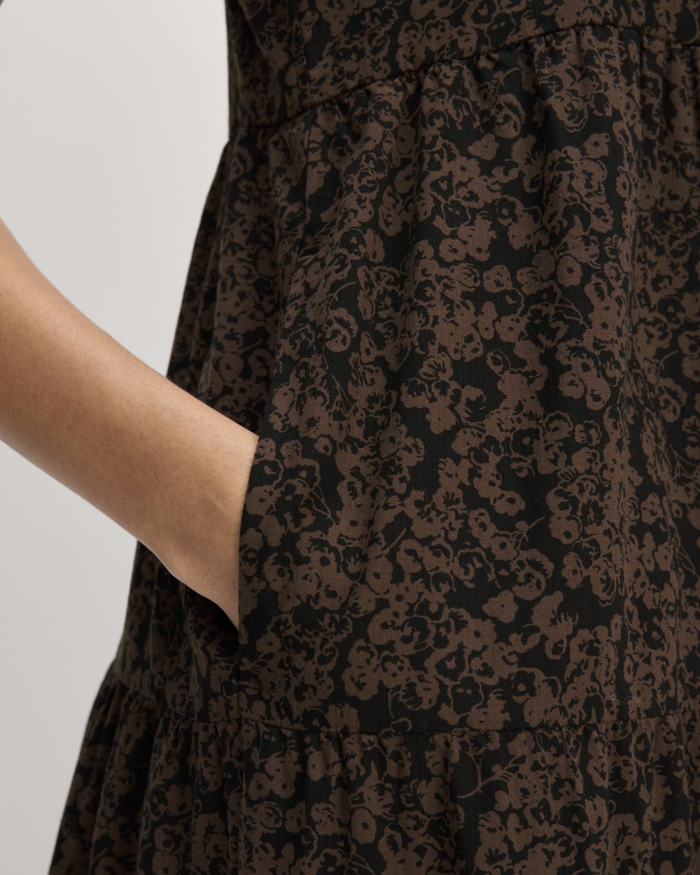 The Gauze Tiered Dress | Black / Cocoa Small Floral - Image 5