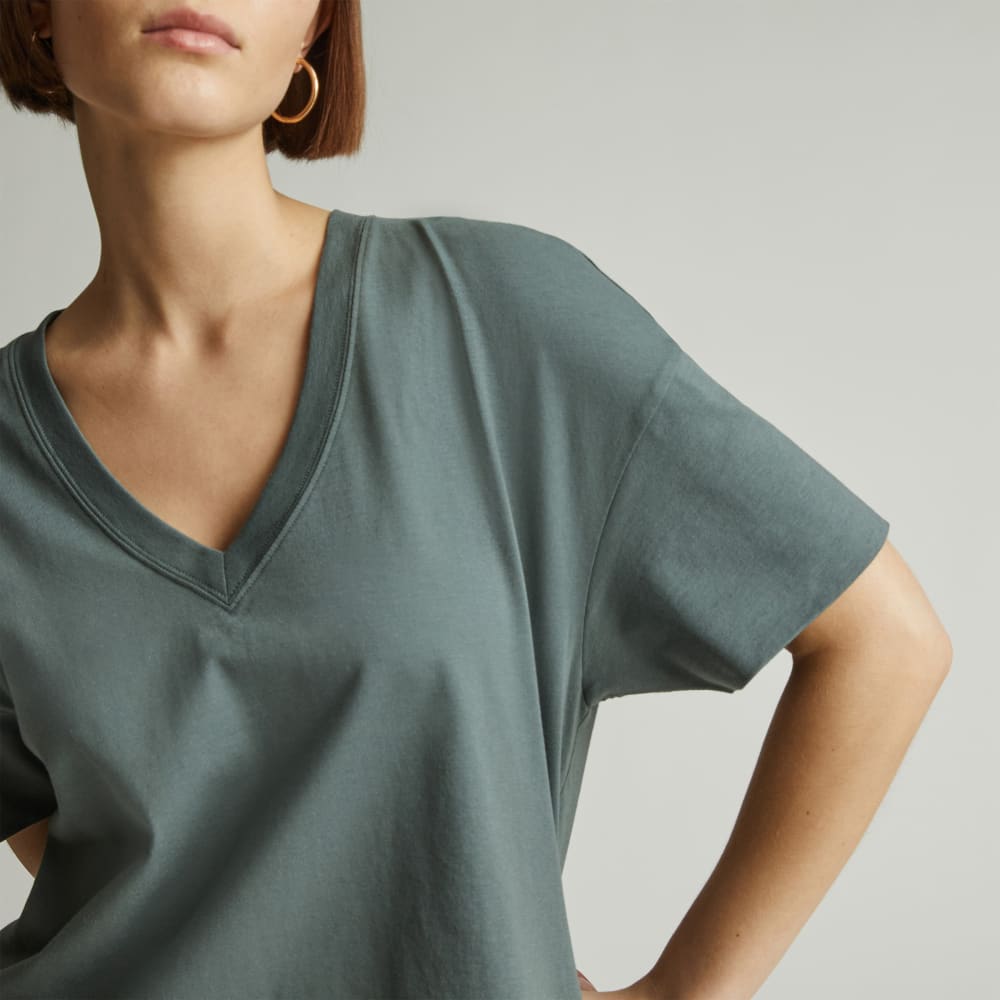 The Organic Cotton Slouchy V-Neck | Green Balsam - Image 4