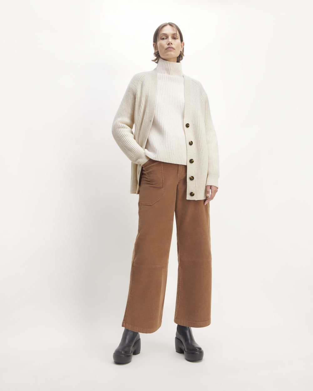 The Felted Merino Cocoon Cardigan | Heathered Oat - Image 3