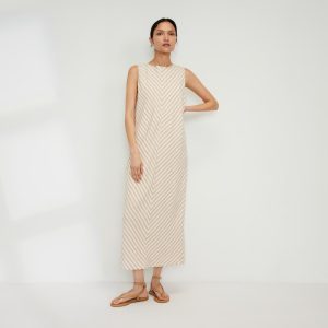 The Linen Bias Cut Dress | Bone / Caramel