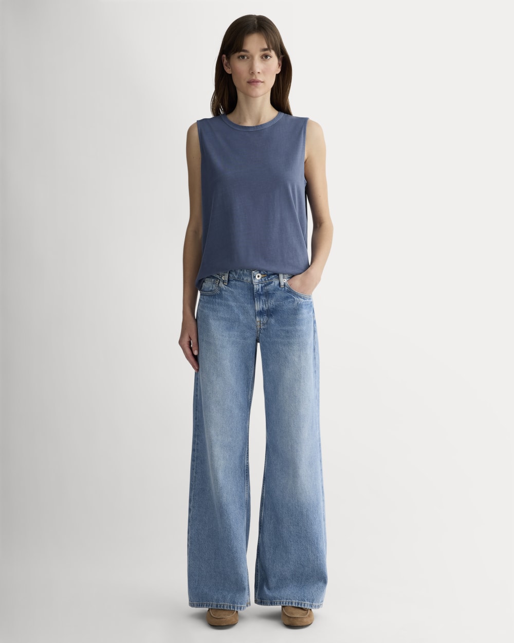 The Boyfriend Tank in Essential Cotton | Navy - Image 3