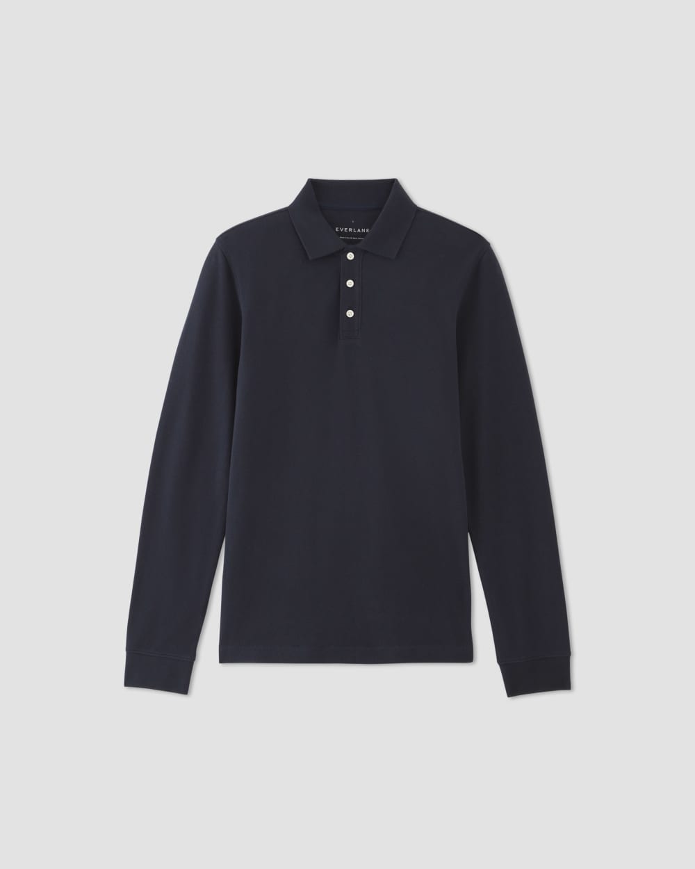 The Long-Sleeve Pique Polo | Deep Navy - Image 2