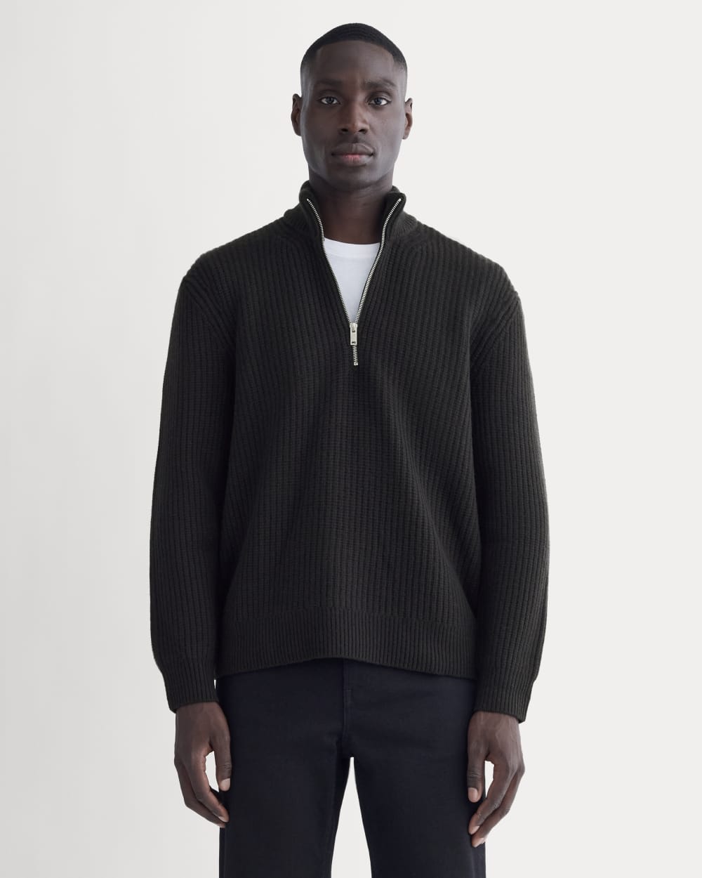 The Felted Merino Half-Zip Sweater | Black