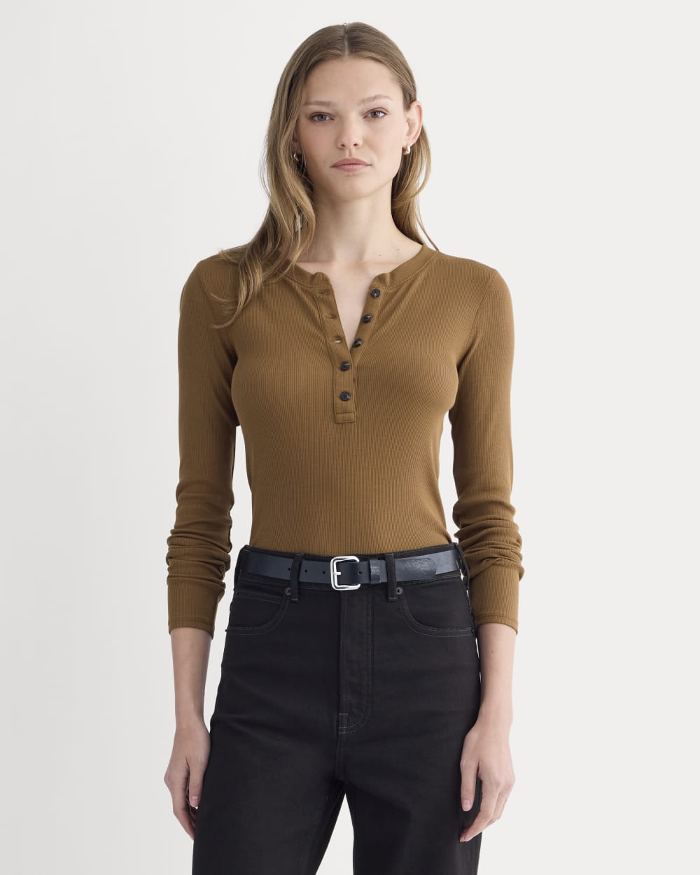 The Luxe Rib Henley | Toffee