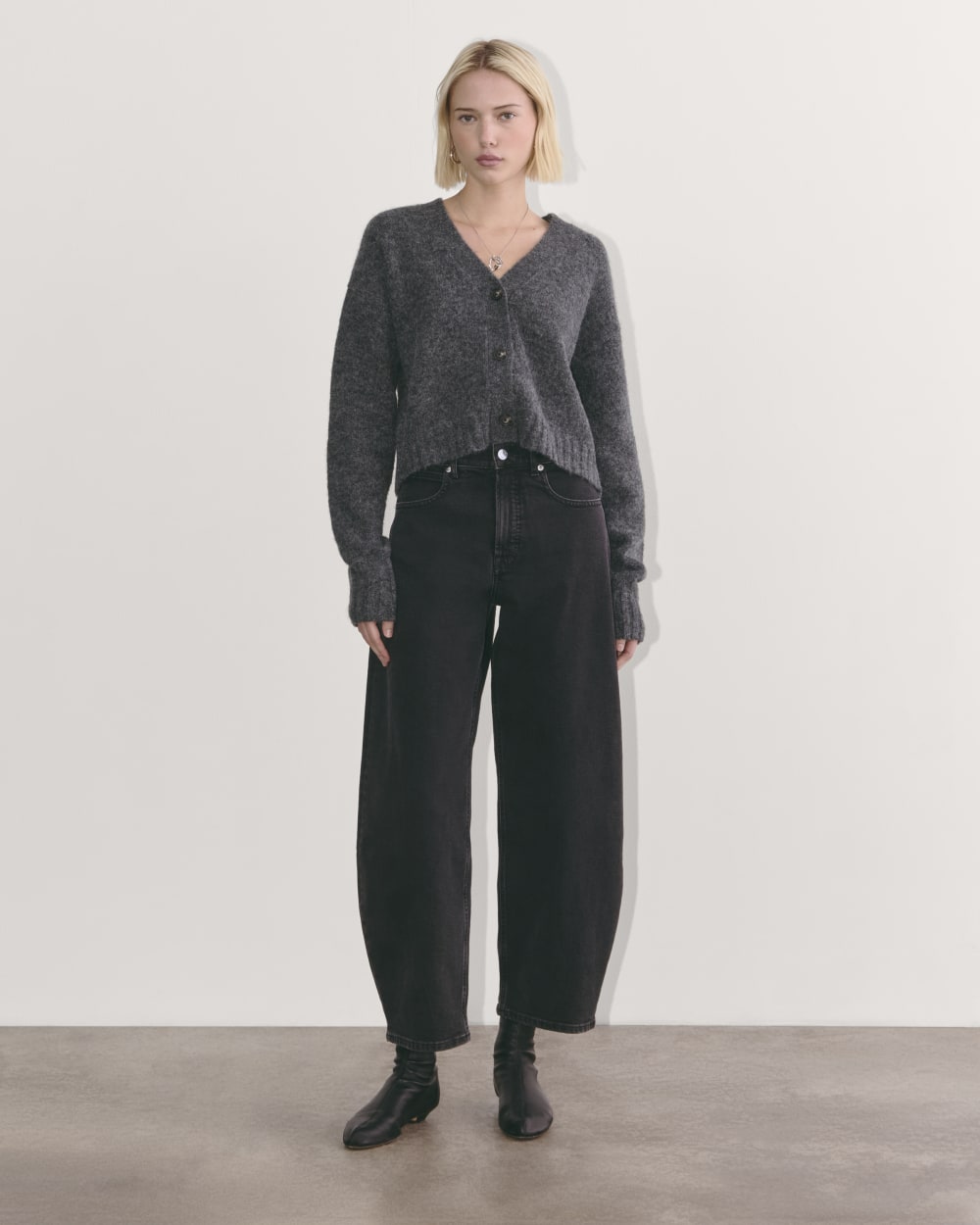 The Boxy Cardigan in Alpaca | Dark Charcoal - Image 7