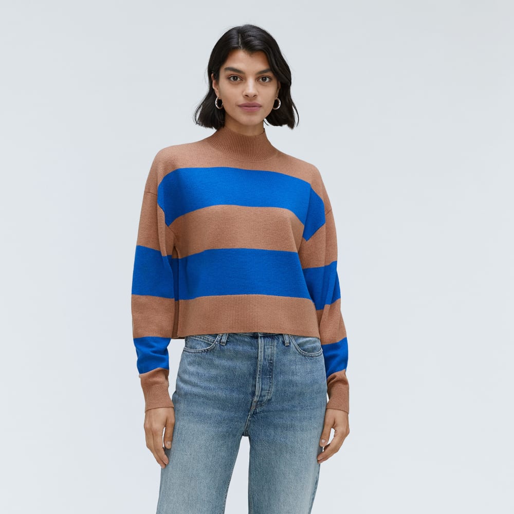 The Luxe Merino Turtleneck | Sahara / Lapis Blue