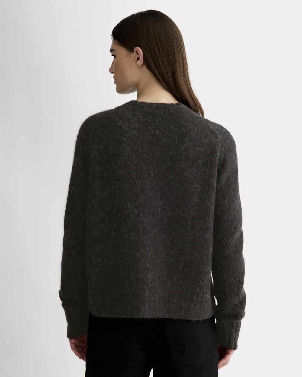 The Crew Cardigan in Alpaca | Heathered Black - Image 5