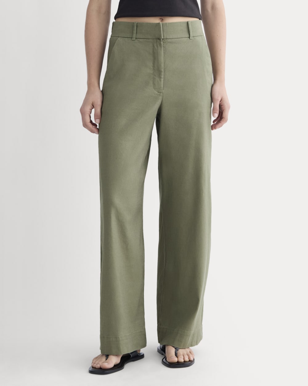 The Wide-Leg Pant in Stretch Linen | Lichen Green - Image 3