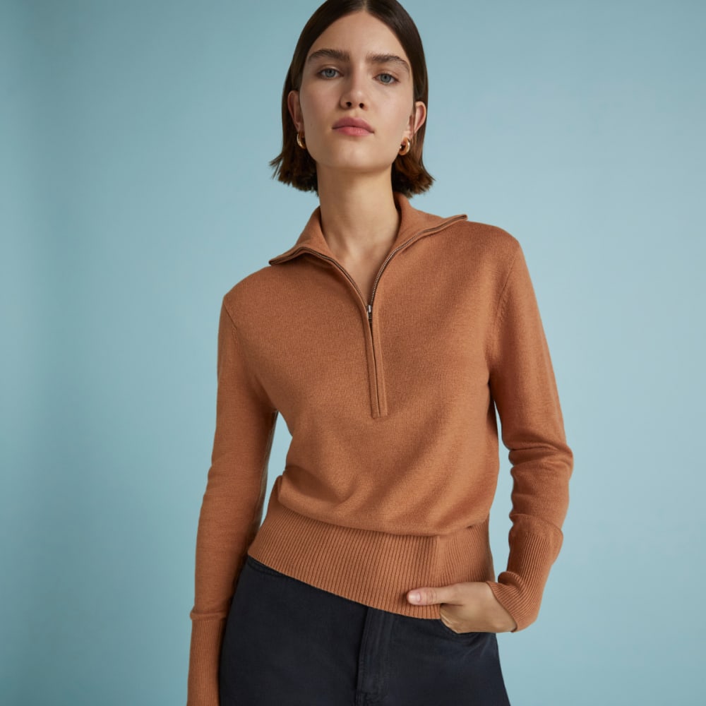 The Luxe Merino Half-Zip Sweater | Tawny Brown - Image 5