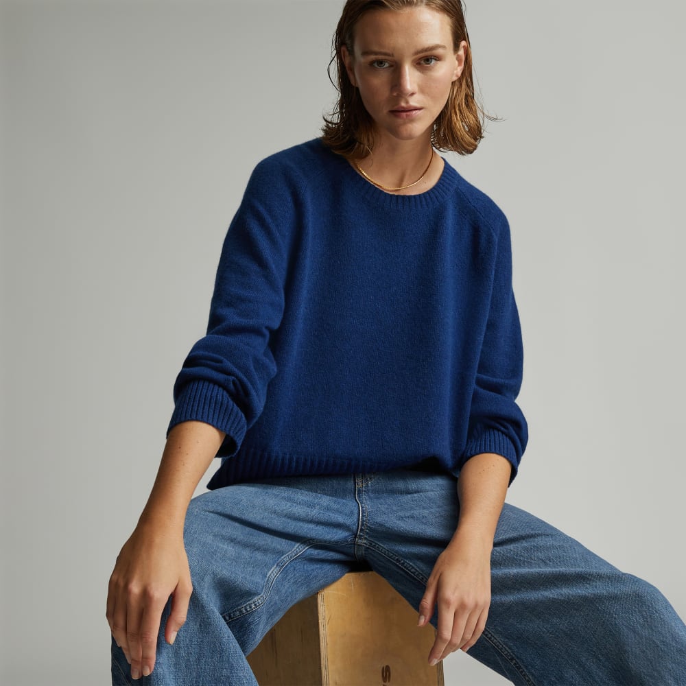 The Cashmere Boxy Crew | Bright Navy - Image 5