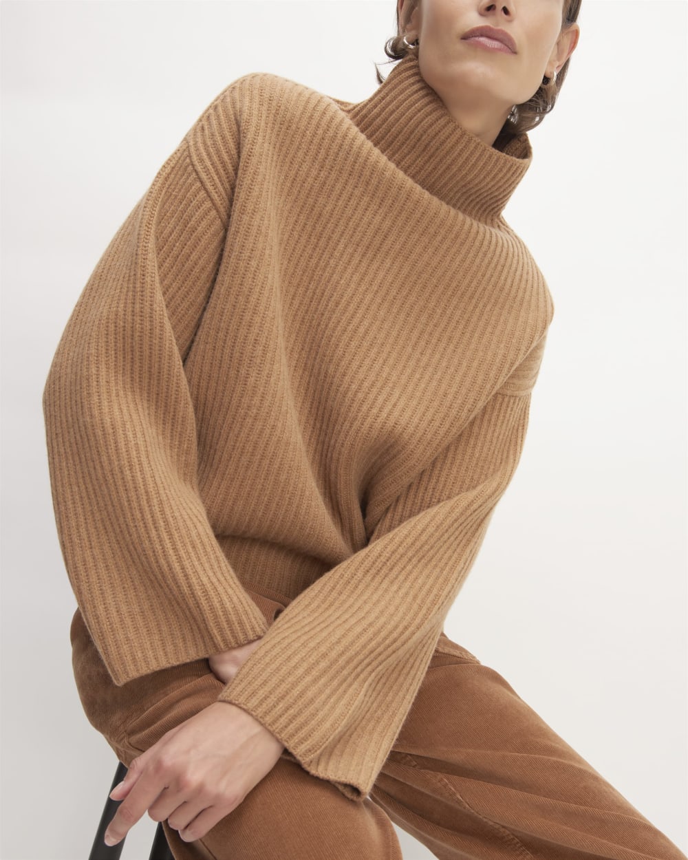 The Felted Merino Funnel-Neck Pullover | Deep Camel - Image 4