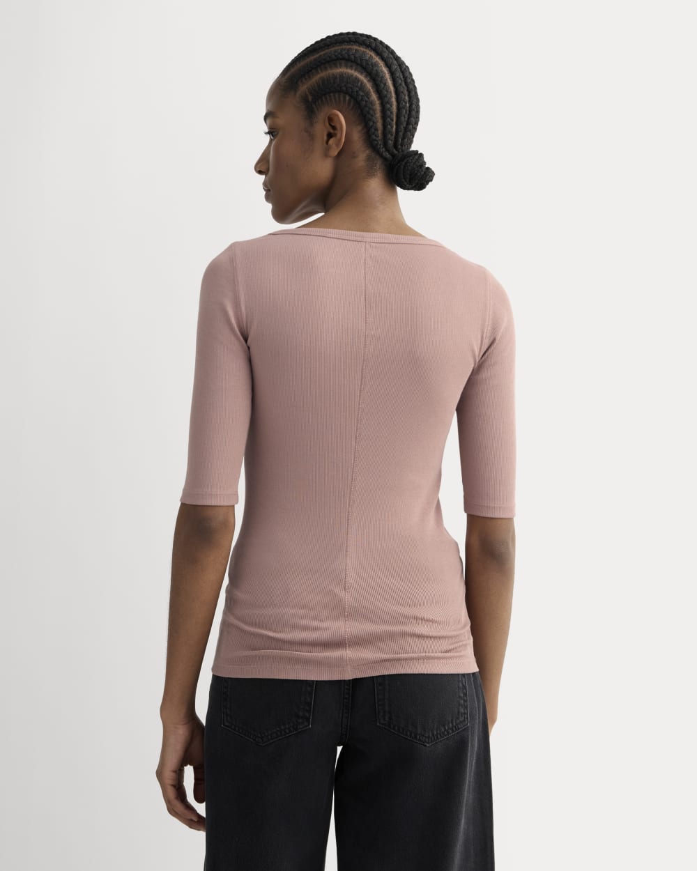The Luxe Rib Scoop-Neck Tee | Rose Dusk - Image 4