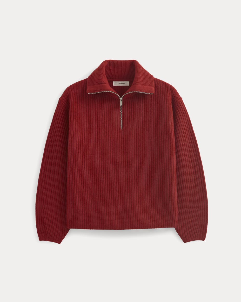 Half-Zip Sweater in Luxe Merino | Berry Red - Image 2