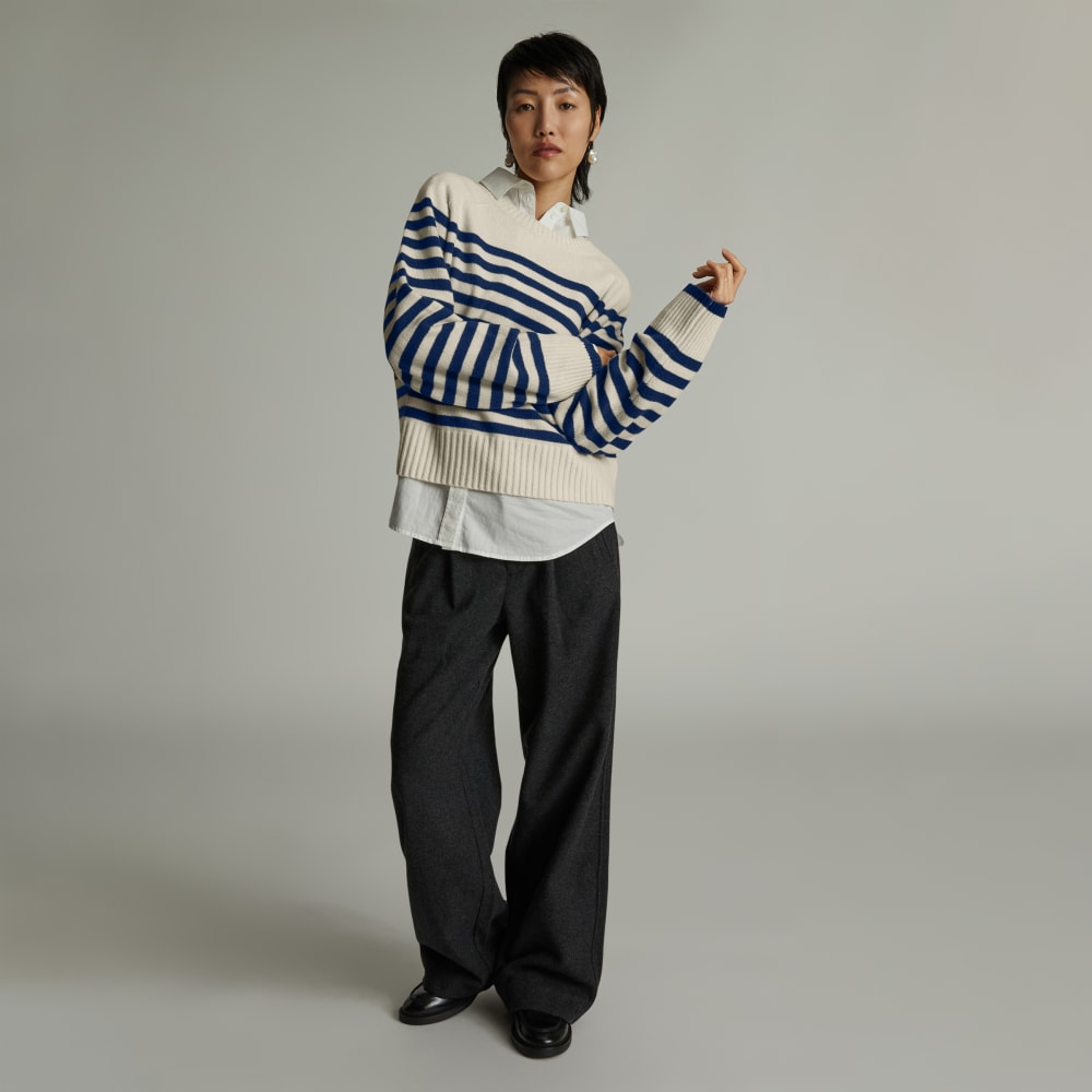 The Cashmere Boxy Crew | Bright Navy / Bone - Image 6