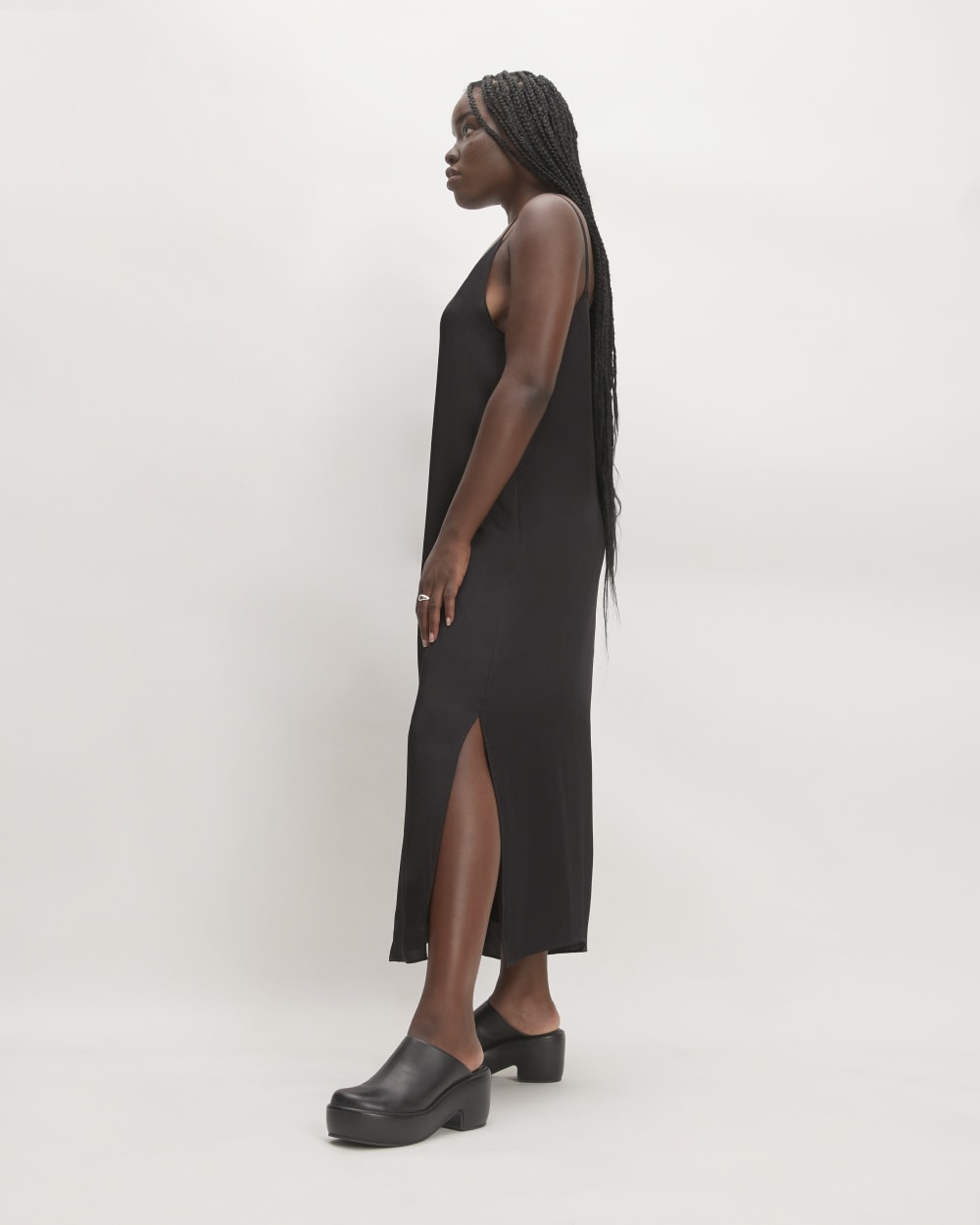 The Hammered Satin Slip Dress | Black - Image 4