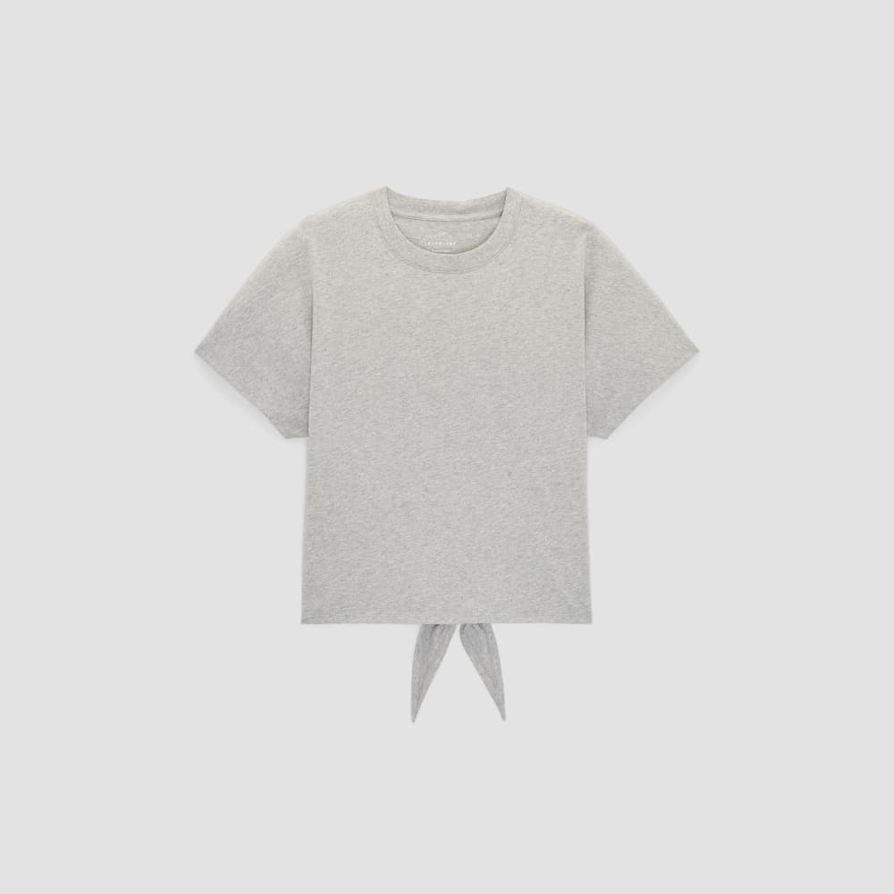 The Organic Cotton Tie Back Tee | Heather Grey - Image 2