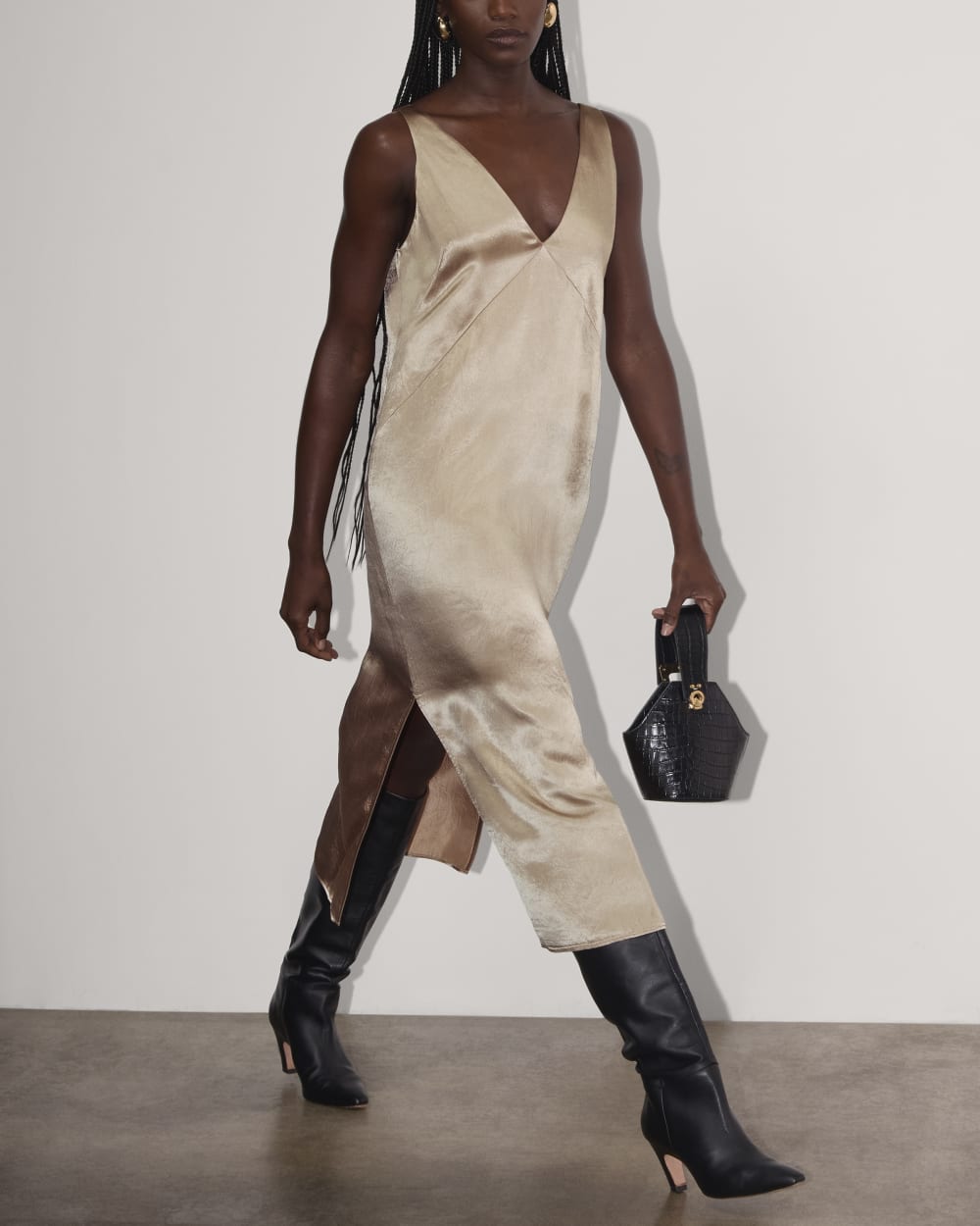 The Satin Slip Dress | Champagne - Image 4