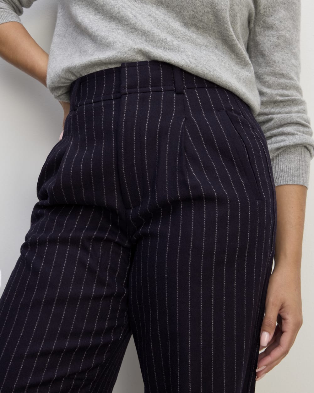 The Draper Pant in Wool | Navy / White - Image 4
