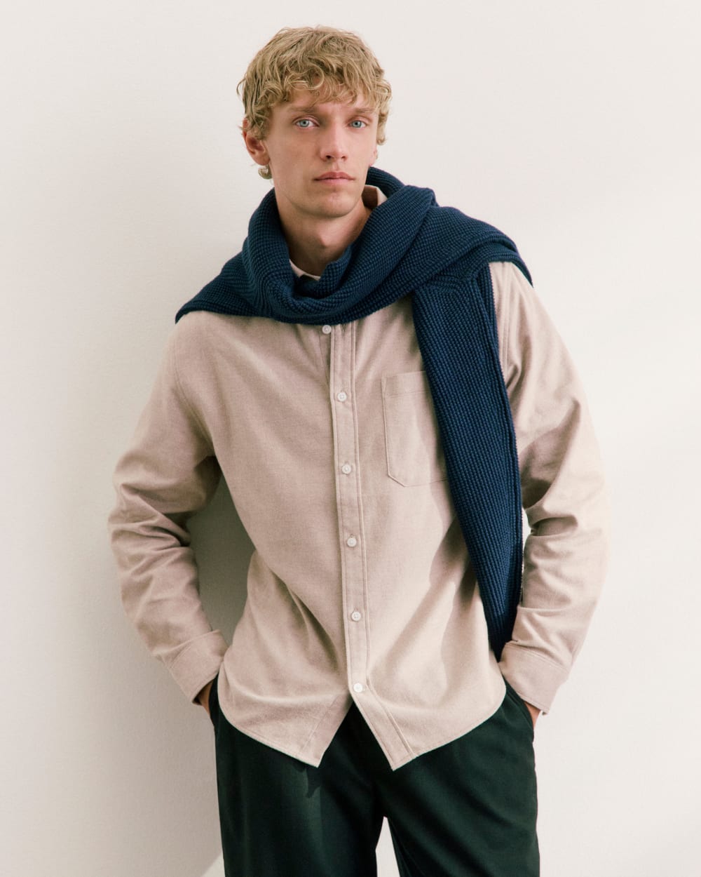 Brushed Flannel Shirt | Heathered Oatmeal - Image 6