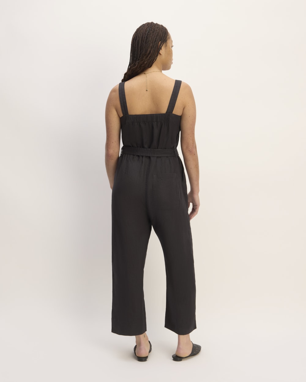 The Linen Side-Button Jumpsuit | Black - Image 6