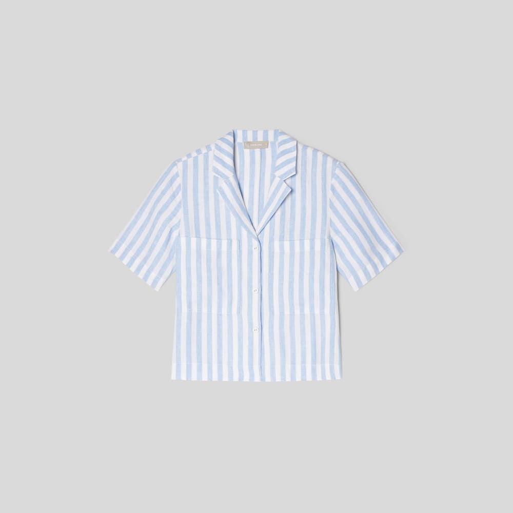 The Linen Workwear Shirt | Blue / White - Image 2