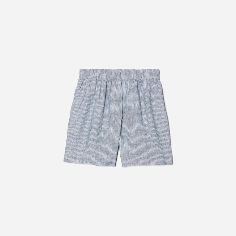 The Linen Boxer Short | Blue / White Pinstripe