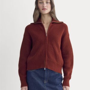 The Full-Zip Sweater in Everyday Cotton | Merlot