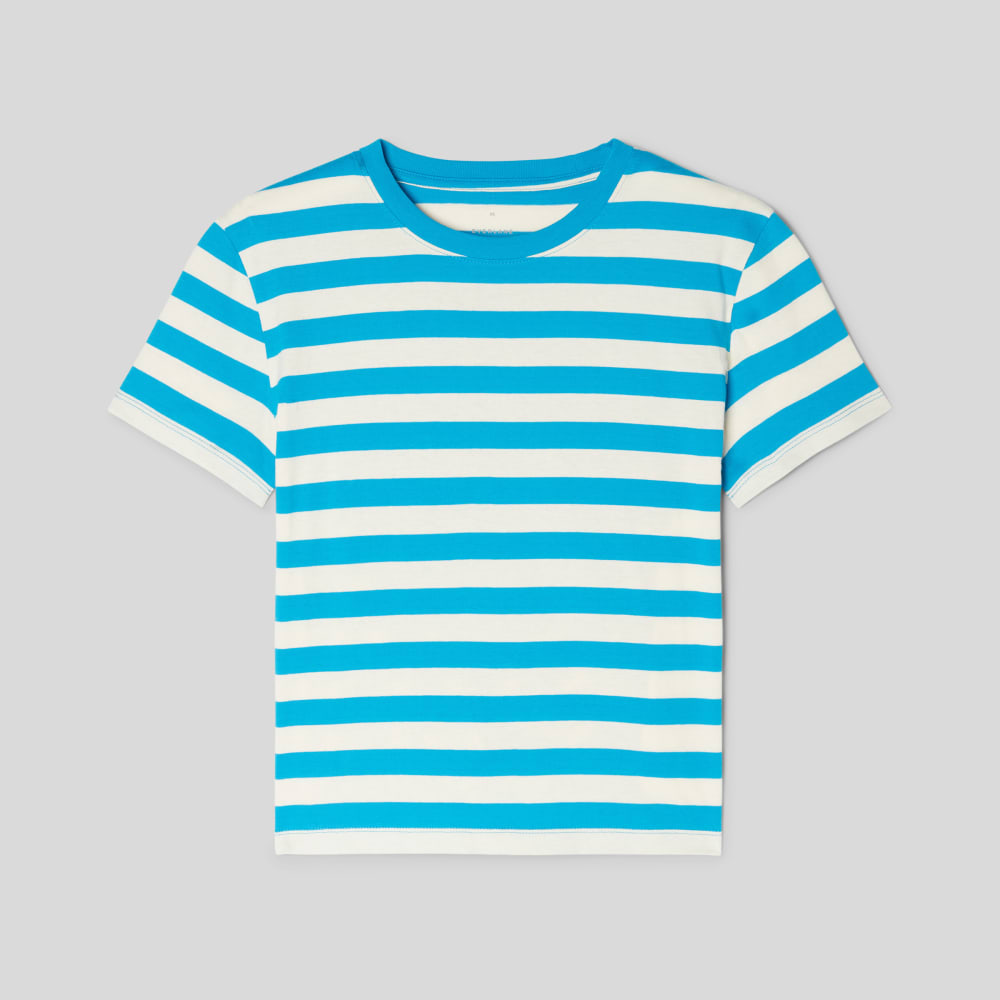 The Box-Cut Tee in Essential Cotton | Horizon Blue / Canvas Tan | No Pocket - Image 2