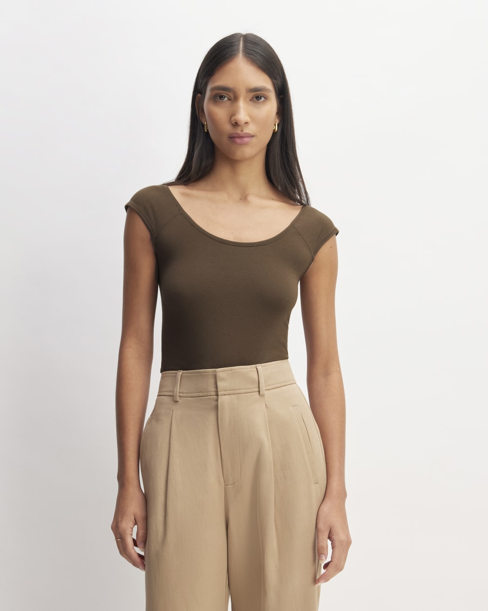 The Supima? Form Cap-Sleeve Tee | Cocoa