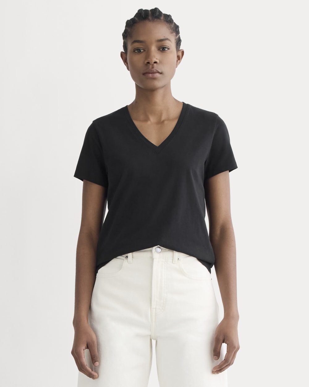 The Slim V-Neck Tee in Essential Cotton | Black