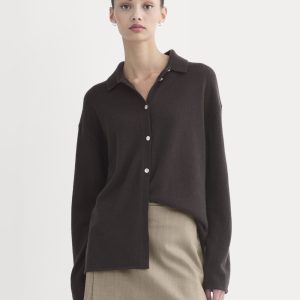 Cashmere Button-Up Shirt | Dark Chocolate