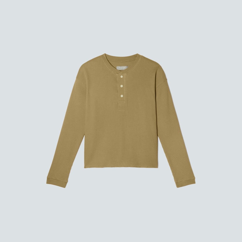 The Organic Cotton Waffle Henley | Fennel Seed - Image 2