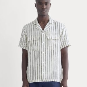 The Resort Shirt in Linen | Bone / Black
