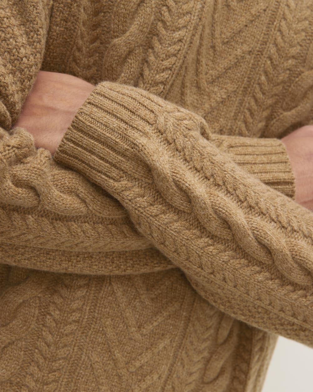 The Felted Merino Cable-Knit Crew | Deep Camel - Image 5